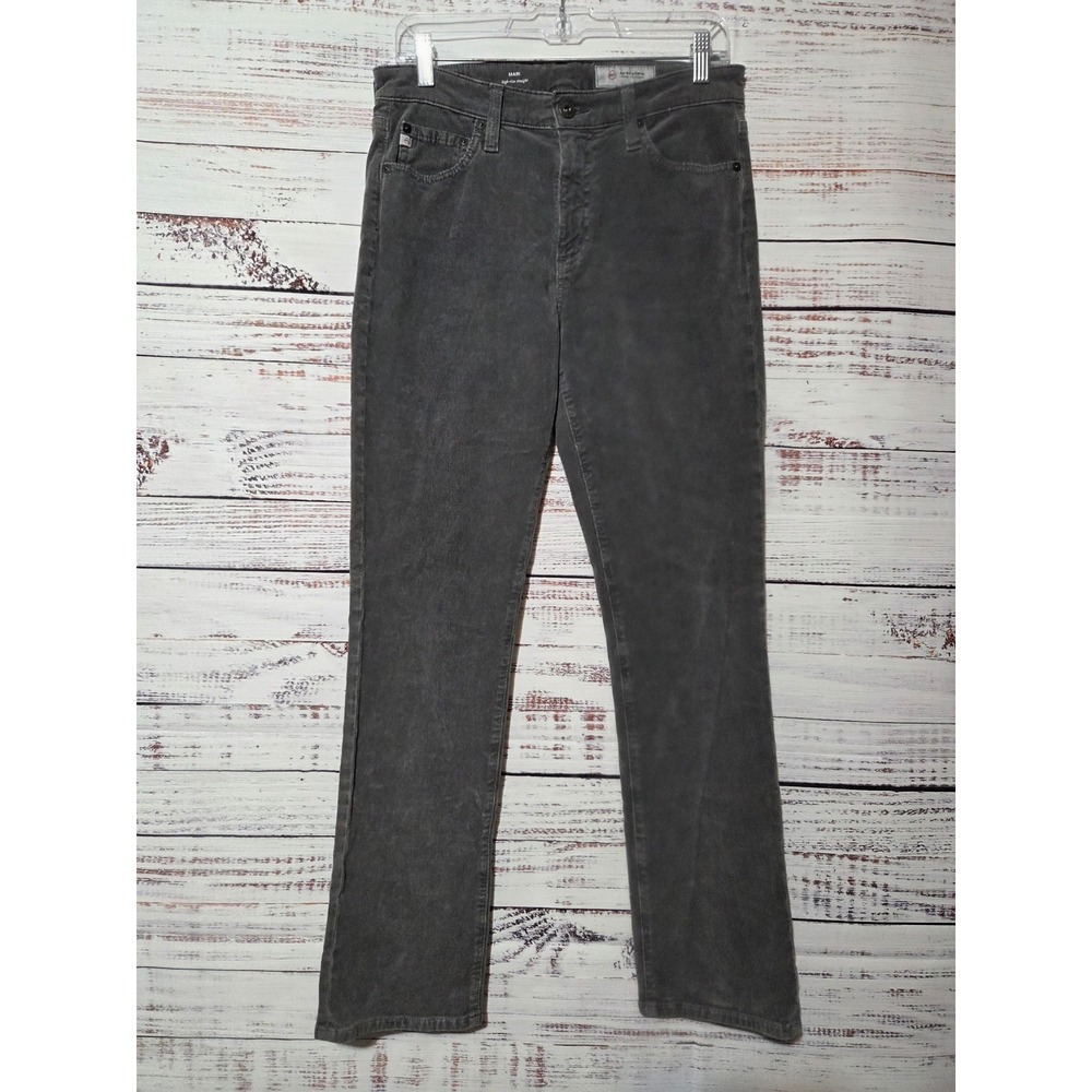 AG Adriano Goldschmied Mari High Rise Straight Corduroy Pants Grey 29R